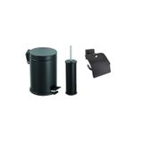 ACAR SU ARMATÜRLERİ PLATİN BLACK SERİSİ BANYO, ÇÖP KUTUSU SET,SİYAH ÇÖP KUTUSU, SİYAH WC FIRÇASI, SİYAH WC KAĞITLIK