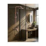 Acar Su Armatürleri Roza Bronz Serisi Yağmur Duş Sistemi Ve Tuşlu Piyano Banyo Bataryası
