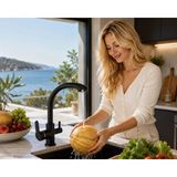 ACAR SU ARMATÜRLERİ Safir Black Arıtma Çıkışlı Evye Bataryası Acar 07.01.392 - Altın