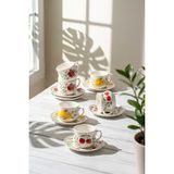Acar Summer 6 Kişilik Porselen Kahve Fincan Takımı - 90 M - Renkli - 90 ml