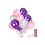 Acar Süs Gümüş Mor Pembe Metalik Balon 12 Inch 100 Adet