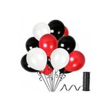 Acar Süs Kırmızı Siyah Beyaz Metalik Balon 12 Inch 100 Adet