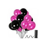 Acar Süs Siyah Fuşya Metalik Balon 12 Inch 10 Adet