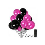 Acar Süs Siyah Fuşya Metalik Balon 12 Inch 30 Adet
