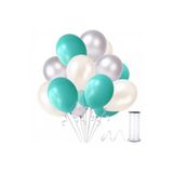 Acar Süs Su Yeşili Gümüş Beyaz Metalik Balon 12 Inch 100 Adet