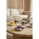 Acar Tabitha 6 Kişilik Porselen Kahve Fincan Takımı - 90 ml - Renkli