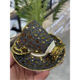 Acar Taliana Gold Gri 6 Lı Porselen Fincan Takımı - Siyah - Gri