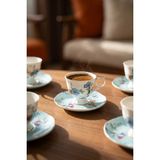 Acar Talisya 6 Kişilik Porselen Kahve Fincan Takımı Yeşil - 90 ml