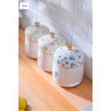 ACAR Tiana 3'lü Porselen Vakumlu Çay Şeker Kahve Kavanozu