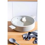 Acar Ultimate Pro 30x8 cm Seramik Kaplamalı Dövme Karniyarik Karnıyarık Tencere 30X8 cm BFT-05941 Şık Tasarım ve Dayanıklı Malzeme - Krem - 30 x 8 cm
