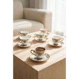 Acar Valerio 6 Kişilik Porselen Kahve Fincan Takımı - 90 ml - Renkli