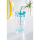 Acar Vicenza Pipetli Cam Bardak Mavi - 400 ml - Renkli