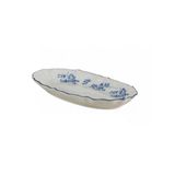 Acar Vintage Garden Mavi Çiçek Desenli Beyaz Porselen Oval Tabak 32X19 Cm