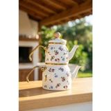 Acar XAP-10438 Petit Fleur Collection Mini Emaye Çaydanlık Takımı - Çok Renkli - Yok