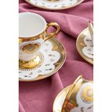 Acar Zaira 6 Kişilik Kahve Fincanı Takımı - 90 ml - Beyaz - Altın