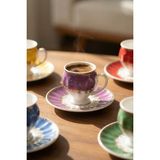 Acar Zetian 6 Kişilik Porselen Kahve Fincanı Takımı - 90 ml - Renkli