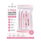 Acarlar Ticaret 5 Parça Takma Kirpik Uygulama Seti I Kirpik Yapıştırıcı,Kirpik Sabitleyici,Kirpik Çıkarıcı,Cımbız,Kirpik Tarama Fırçası