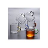 Acarlar Ticaret 6' LI Renkli Kulplu Borosilikat Cam Kahve Çay Kupa Bardağı 100 ml (vivatti)