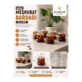 Acarlar Ticaret 6'lı Borosilikat Cam Kahve Yanı Su Bardağı - Mini Boy Boncuk Şekilli Üzüm Model Sunum Bardağı