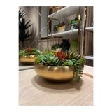 Acarya Design Eskitme Metal Kase Form Dekoratif Saksı/ Vazo