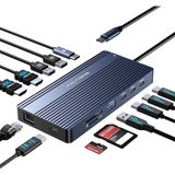 Acasis DS0203 14 in 1 USB-C Docking Station, 2x4K60Hz HDMI, 4K60Hz USB-C, 4xUSB-C 10Gbps, 3xUSB-A, Gigabit Ethernet, SD/TF Kart, AUX+Mikrofon, PD 100W Windows/Mac OS Uyumlu