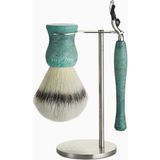 Acca Kappa Barber Shop Collection Profesyonel Tıraş Seti Jilet, Fırça ve Stand - 3'lü