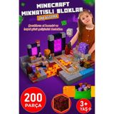 acces Minecraft Tarzı Manyetik Bloklar - 200 Parça Büyük Boy Eğitici Oyuncak Seti 3 + Yaş Çocuklar İçin