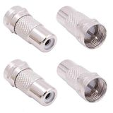 Accessonico F Tipi Erkek Fiş RCA Dişi Jak RF Video TV Kablo Adaptörü 75 Ohm Konektör Bağlayıcı Dönüştürücü Atari 2600 TV/7800 Sega/Coleco/Commodore Oyun Sistemi Ses Koaksiyel Kablo (4 Paket)