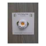 Accessories Katlı Papatya Saçsız Bebek Tokası Tek Beyaz