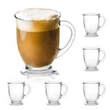 Accguan 15 oz/450 ml Cam Kahve Kupaları, Kulplu Şeffaf Kahve Fincanları, Latte, Kapuçino, Espresso Kahve, Çay ve Sıcak İçecekler için mükemmel, 6'lı Set