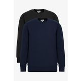 AC&Co / Altınyıldız Classics 2'li Paket Pamuklu Standart Fit Normal Kesim Bisiklet Yaka Sweatshirt, Renk Lacivert-Siyah, Beden S