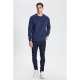 AC&Co / Altınyıldız Classics 3 Iplik Şardonlu Pamuklu Standart Fit Normal Kesim Bisiklet Yaka Erkek Lacivert Sweatshirt