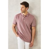 Ac&Co / Altınyıldız Classics 465126505 Polo Yaka Cepli Regular Fit Bol Kesim Düz Tişört Kırmızı