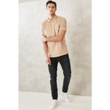 AC&Co / Altınyıldız Classics 488670661 Düğmeli Polo Yaka Cepsiz Slim Fit Erkek Tişört Bej