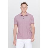 AC&Co / Altınyıldız Classics 4A4820200047BRDM Düğmeli Polo Yaka Cepsiz Slim Fit Erkek Tişört Bordo