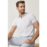 AC&Co / Altınyıldız Classics 4A4820200047BYZXL Düğmeli Polo Yaka Cepsiz Slim Fit Erkek Tişört Beyaz