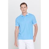 AC&Co / Altınyıldız Classics 4A4820200047MAVM Düğmeli Polo Yaka Cepsiz Slim Fit Erkek Tişört Mavi