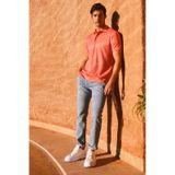 AC&Co / Altınyıldız Classics 4A4820200047NCBL Düğmeli Polo Yaka Cepsiz Slim Fit Erkek Tişört Narçiçeği - Beyaz