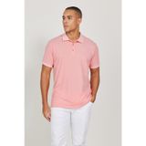 AC&Co / Altınyıldız Classics 4A4820200047PBY3XL Düğmeli Polo Yaka Cepsiz Slim Fit Erkek Tişört Pembe - Beyaz