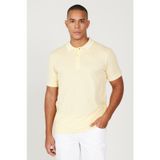 AC&Co / Altınyıldız Classics 4A4820200047SBZS Düğmeli Polo Yaka Cepsiz Slim Fit Erkek Tişört Sarı - Beyaz