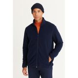 AC&Co / Altınyıldız Classics 4A5221100014LACXL Standart Fit Fermuarlı Bato Yaka Polar Erkek Ceket Lacivert lacivert