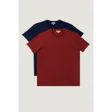 Ac&Co / Altınyıldız Classics 548443630 Slim Fit Bisiklet Yaka Düz Erkek Tişört 2'li Bordo - Lacivert