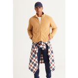 AC&Co / Altınyıldız Classics Anti-Pilling Tüylenme Yapmayan Standart Fit Bato Yaka Sweatshirt Polar Ceket, Renk Karamel, Beden L