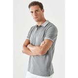AC&Co / Altınyıldız Classics Düğmeli Polo Yaka Cepsiz Slim Fit Erkek Tişört Gri