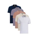 AC&Co / Altınyıldız Classics Erkek 5'li Paket Çekmeyen Pamuklu Kumaş Kıvrılmaz Yaka Slim Fit Dar Kesim Polo Yaka Tişört