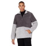 AC&Co / Altınyıldız Classics Erkek A.Melanj G.Melanj Standart Fit Dik Yaka Kanguru Cepli Çift Renkli Sherpa Polar Sweatshirt A.Melanj G.Melanj, L