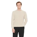 AC&Co Altınyıldız Classics Erkek Açık Bej Pamuklu Standart Fit Bisiklet Yaka Jakarlı Triko Kazak XL