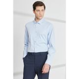 AC&Co / Altınyıldız Classics Erkek Açık Mavi Slim Fit Dar Kesim Klasik Yaka Pamuklu Armürlü Gömlek