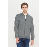 AC&Co / Altınyıldız Classics Erkek Antrasıt Melanj Standart Fit Normal Kesim İçi Polarlı Kolej Yaka Pamuklu Sweatshirt Ceket Antrasit Melanj