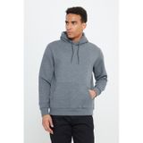 AC&Co / Altınyıldız Classics Erkek Antrasit Melanj Standart Fit Normal Kesim Kapüşonlu Kanguru Cepli Pamuklu Sweatshirt Antrasit